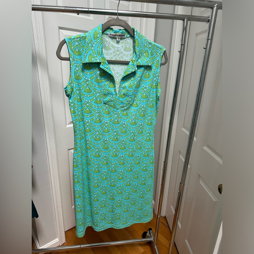 Barbara Gerwit Boutique Rope Tassel Pattern Teal Green Sleeveless Dress Medium
